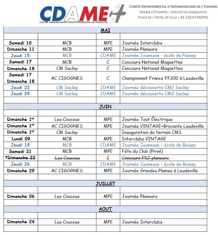 CALENDRIER CDAME V7 2025