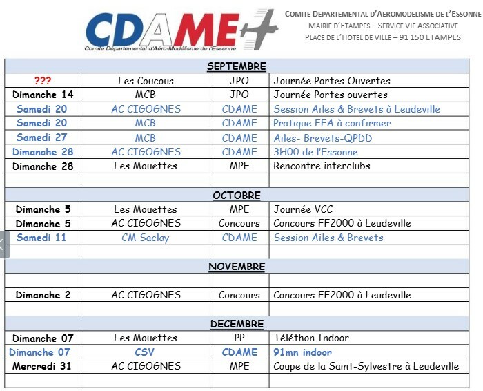 CALENDRIER CDAME 2025